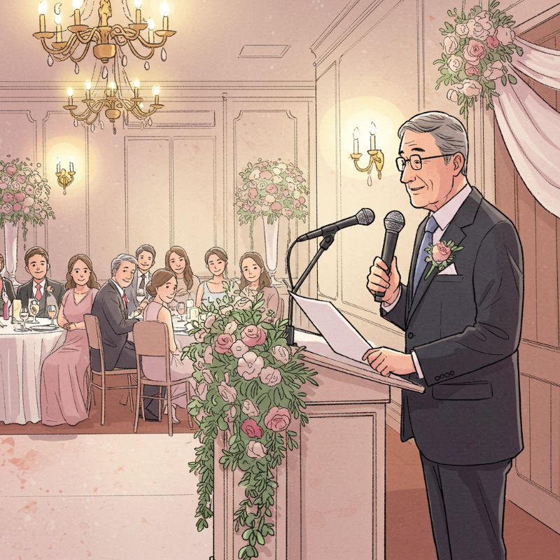 결혼식에서 축사하는 아버지