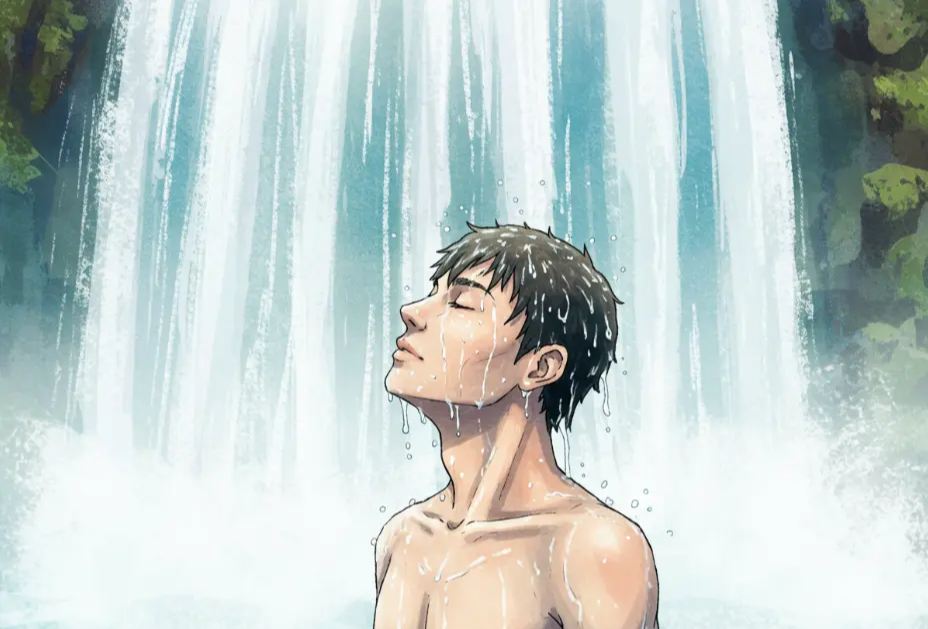 폭포 아래 서 있는 꿈