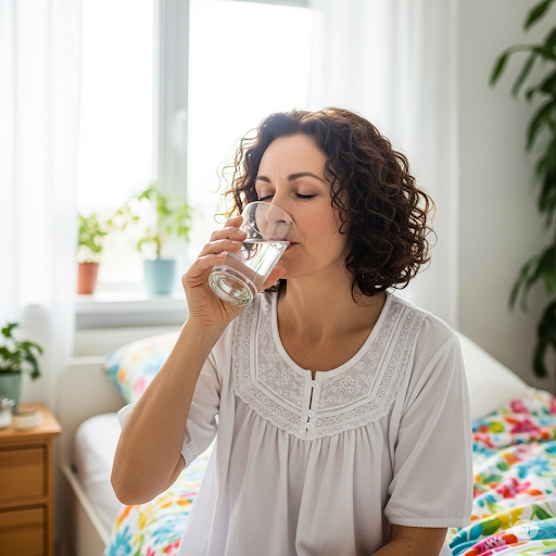 기상후 물마시는 모습