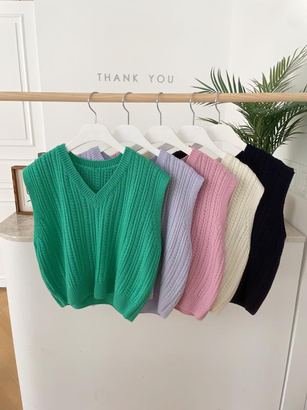 신상타임세일 사코 꽈배기 루즈핏 봄 니트 조끼 I-264