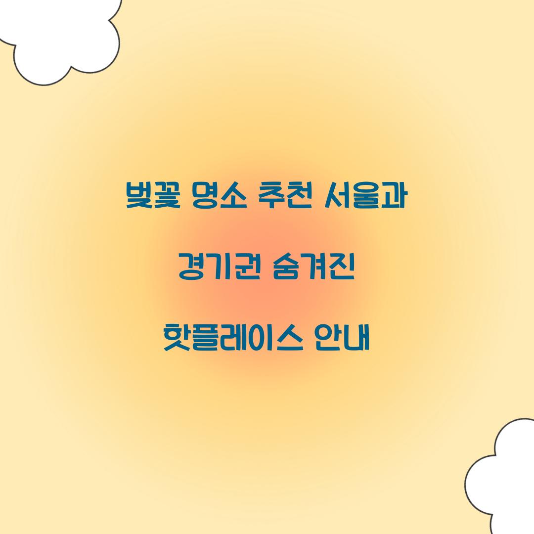 벚꽃 명소 추천