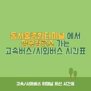 동서울종합터미널에서 양문정류소 가는 고속버스_시외버스 시간표 최신정보