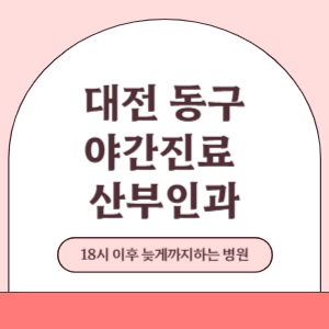 대전 동구 야간진료 늦게까지 진료 하는 산부인과 병원 (18시 이후 지금 진료 중인 병원)