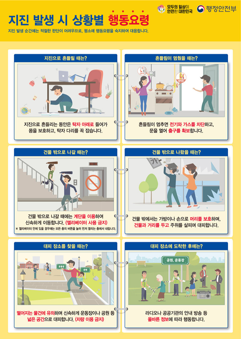 지진 발생시 행동요령