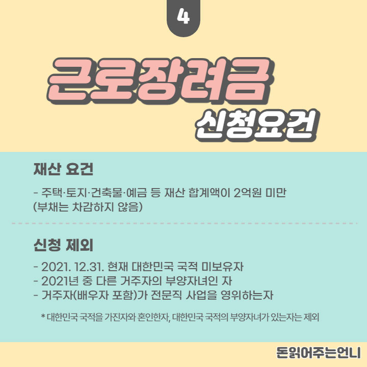 2022 근로장려금 신청요건