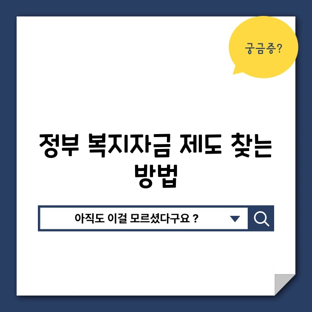 정부 복지 자금 제도