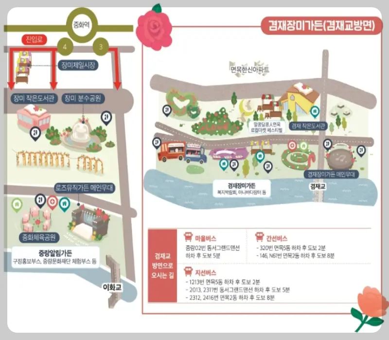 중랑 서울 장미축제 잠재교 방면 안내도