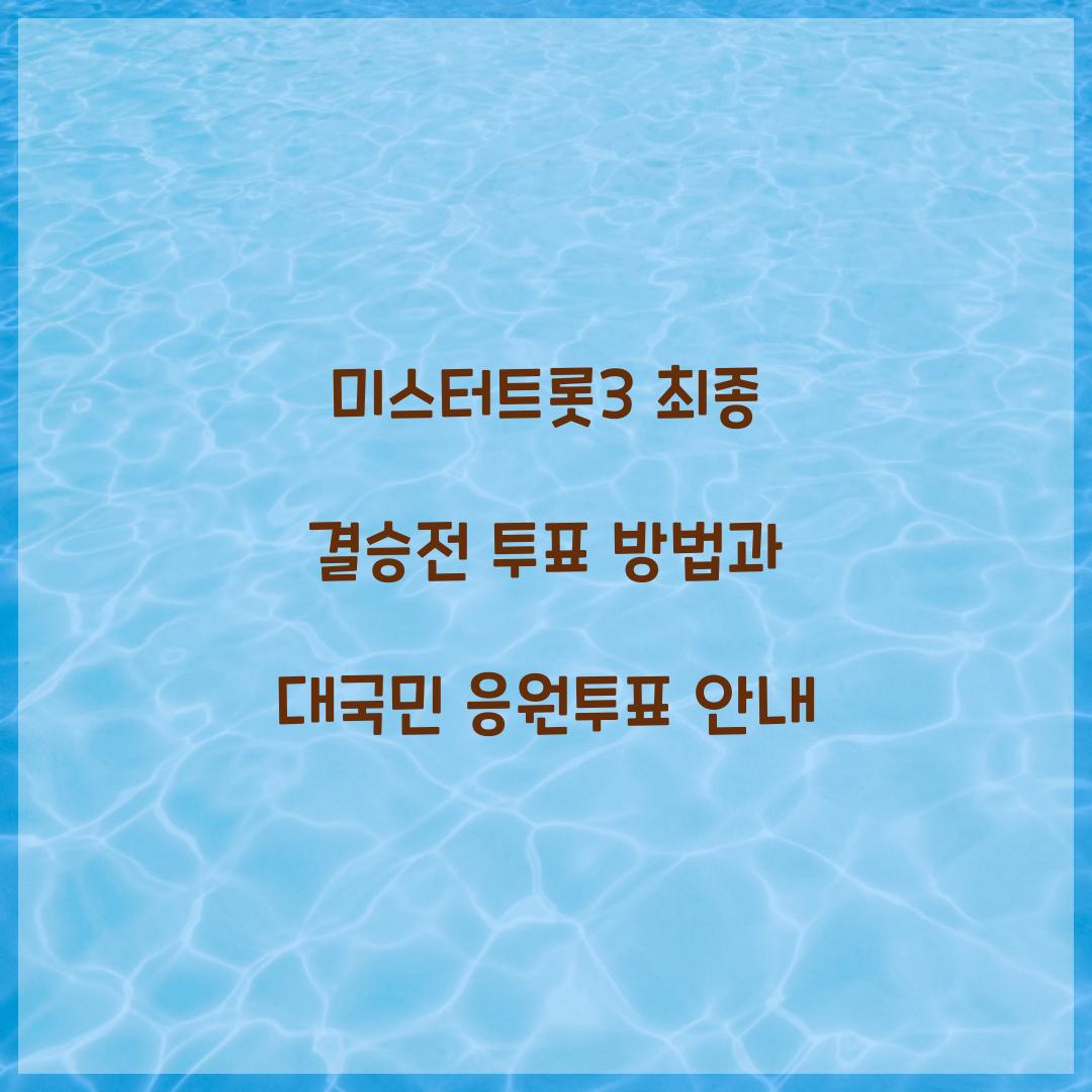 미스터트롯3 최종 결승전 투표