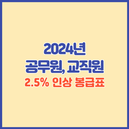 2024년 공무원, 교직원 봉급표