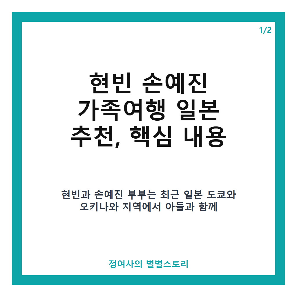 현빈 손예진 가족여행 일본 추천과 도쿄&middot;오키나와 럭셔리 휴가 스팟 공개 카드뉴스 1