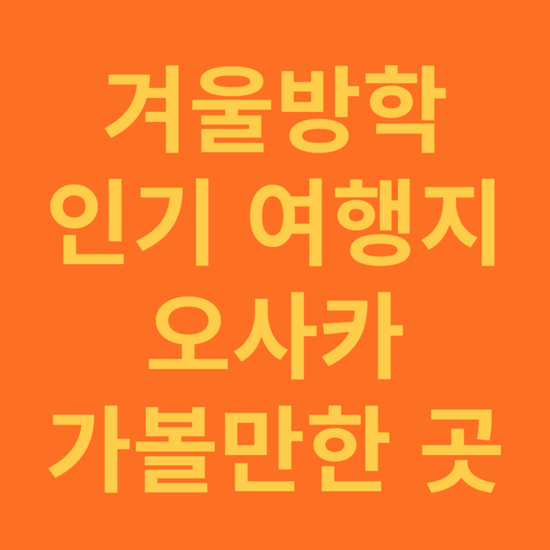 겨울방학 인기 여행지 오사카 가볼만한 곳