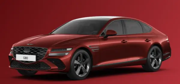 제네시스g80 캐번디시 레드 색상 차량