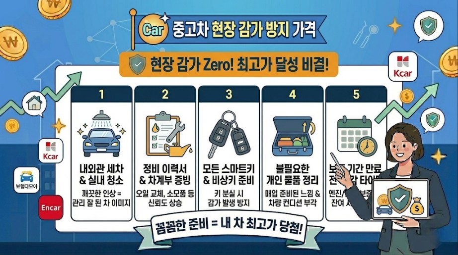내 차 팔 때 현장 감가 방지하고 시세보다 비싸게 파는 세차 및 정비 이력 가격 방어 꿀팁