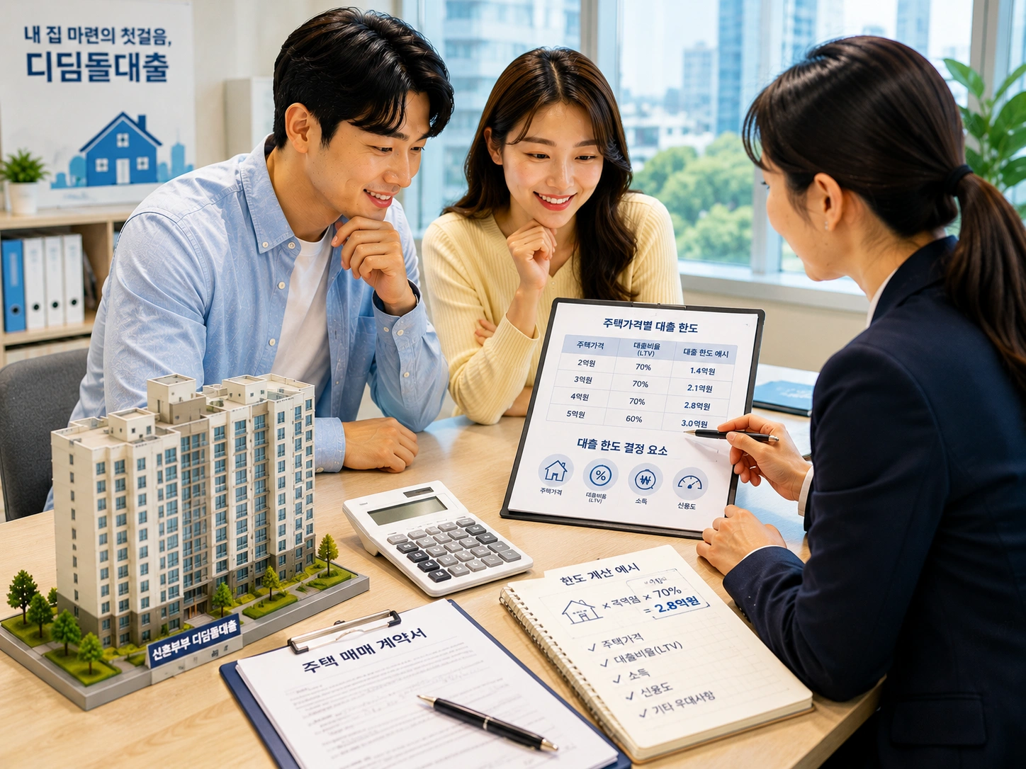 주택가격별 대출 한도 상담 모습