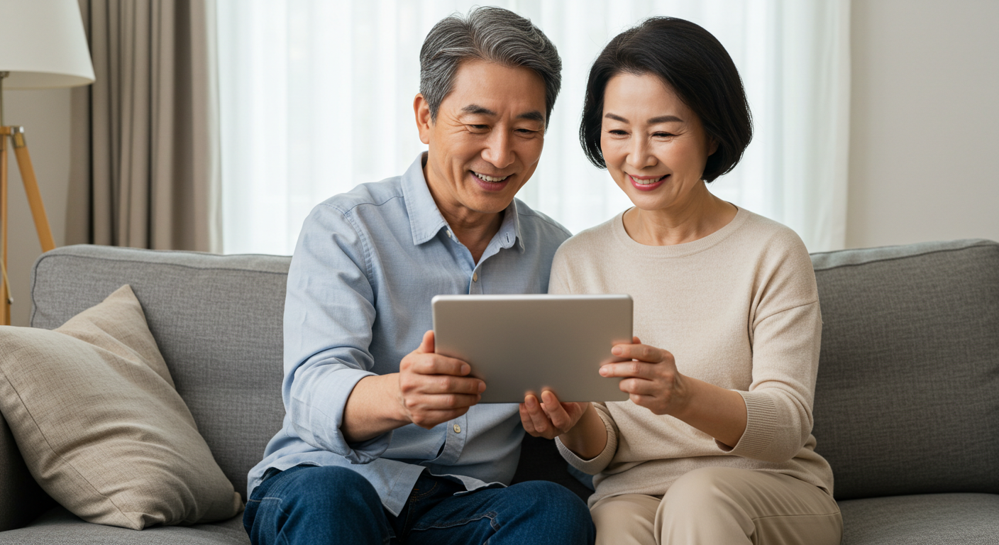 블로그 수익을 확인하는 부부