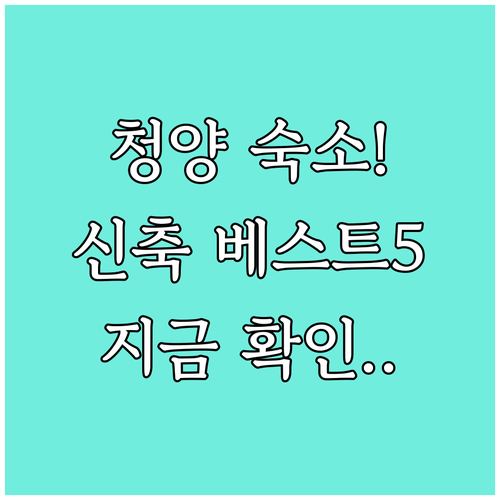 충남 청양 여행 숙소 베스트 5 신축..