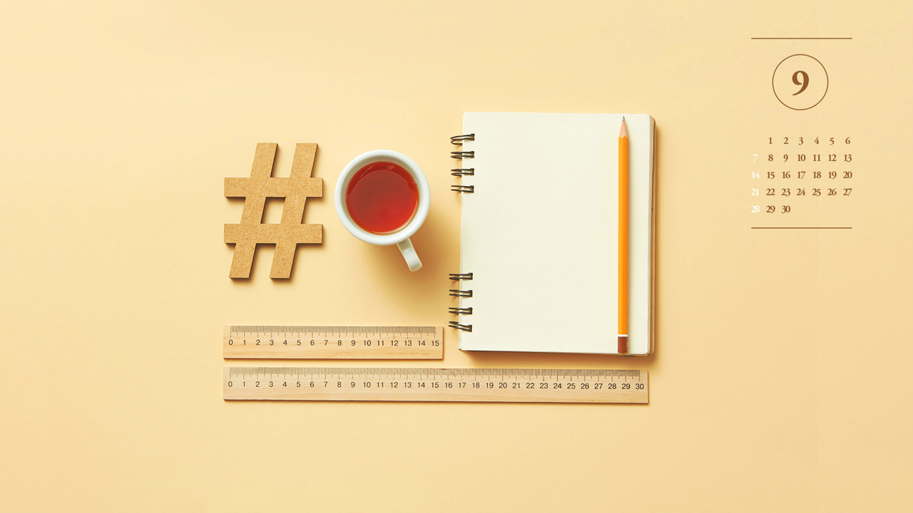 03 커피 해시태그 노트 A - 2025년9월 노트북배경화면