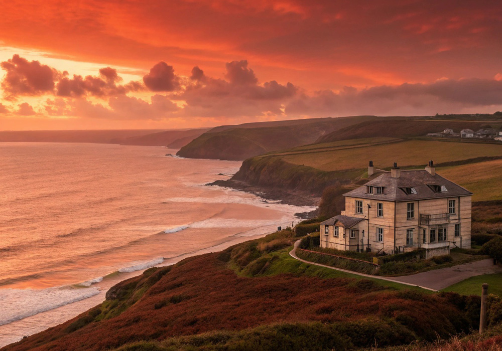 콘월 바닷가에서 바라본 몬트로즈 하우스