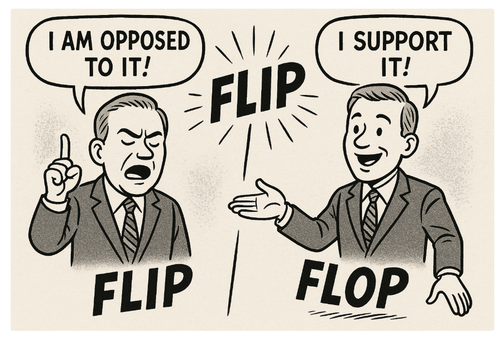 flip-flop 번복하다 flip flop flap