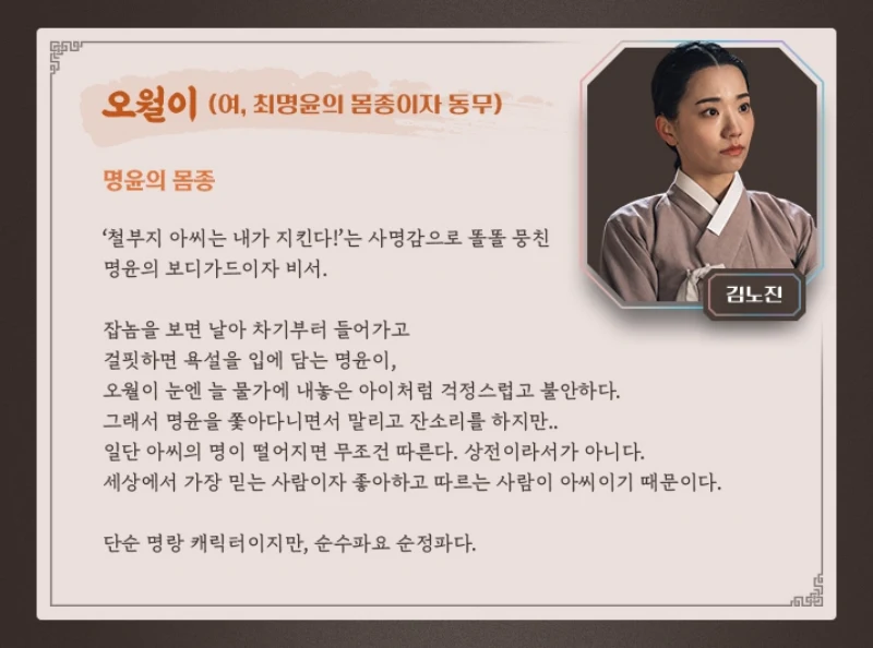 세자가 사라졌다에서 오월이 역의 김노진