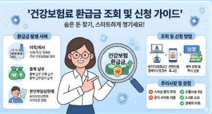 건강보험료 중복 납부 환급금을 간편인증으로 조회하고 신청하는 이미지