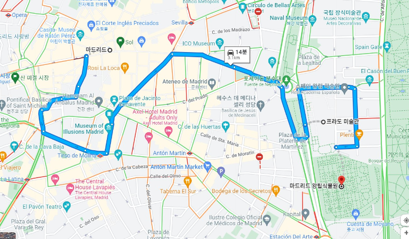 프라도 미술관 가는길