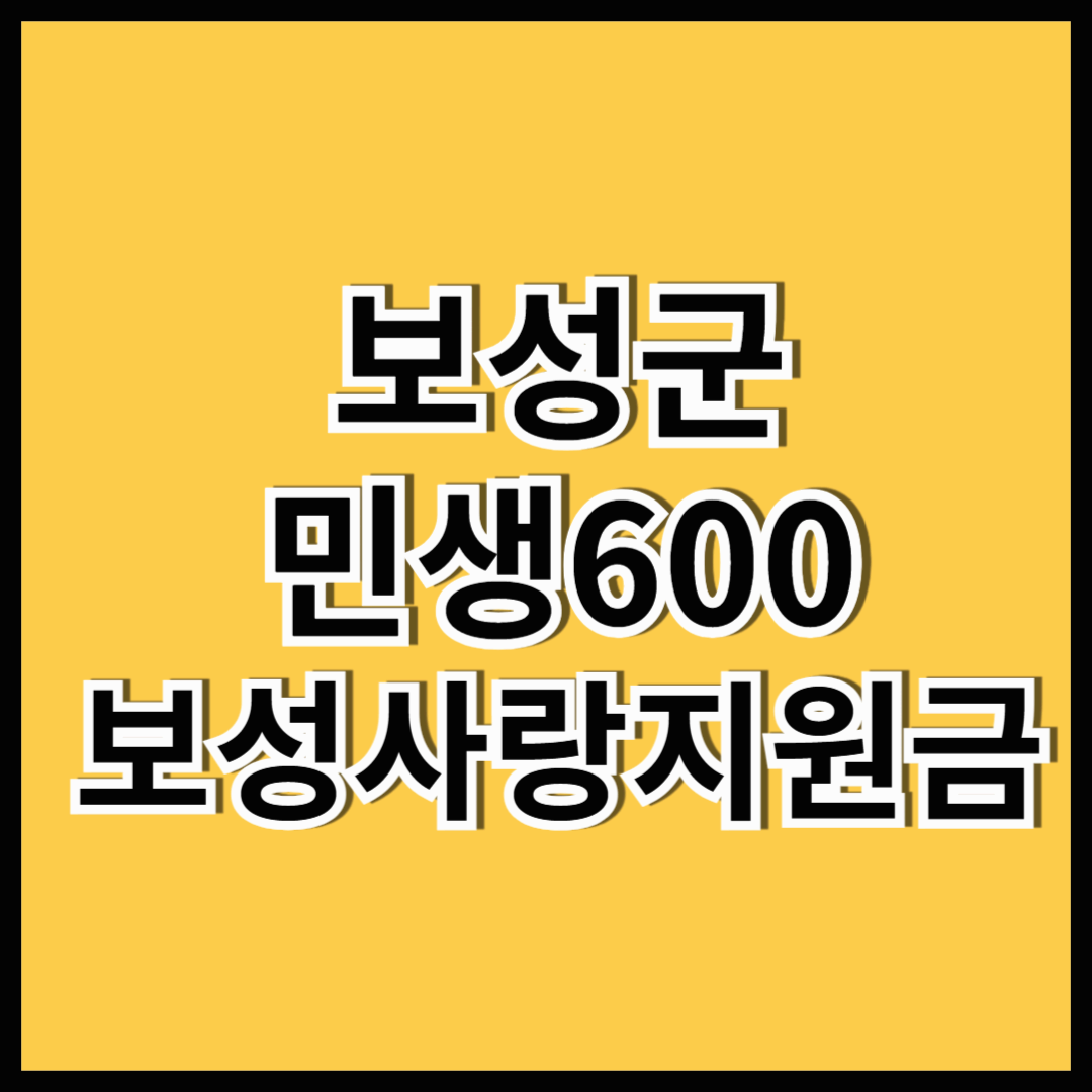 2025년도 보성군 민생600 보성사랑지원금 신청 안내
