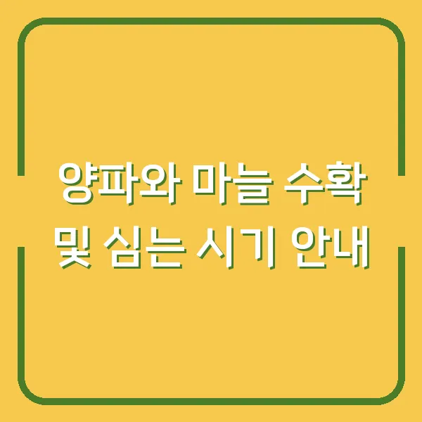 양파와 마늘 수확 및 심는 시기 안내