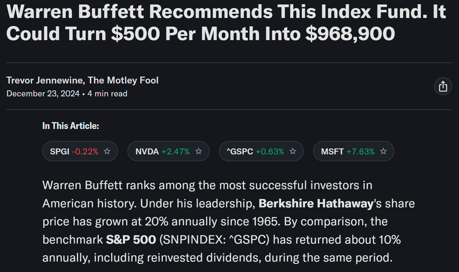 워렌 버핏이 S&amp;P 500 투자를 추천하는 이유 핵심 지표 이미지