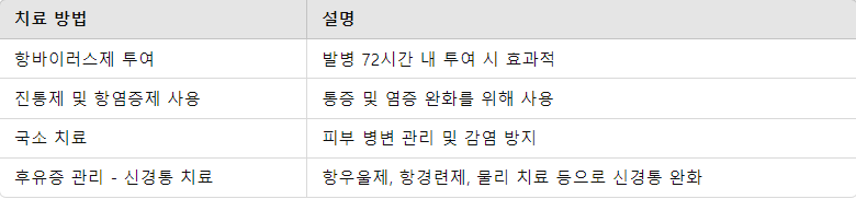 대상포진 치료 및 후유증 관리 요약