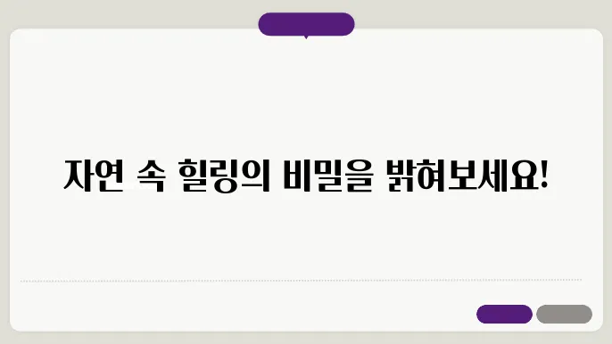 신체와 정신을 힐링하는 자연 요법