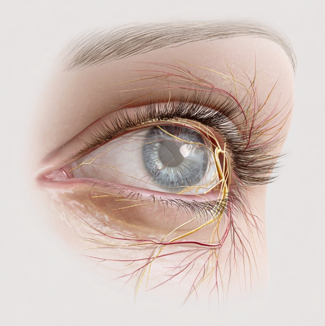 눈 옆 혈관 핏줄 밀집 이미지