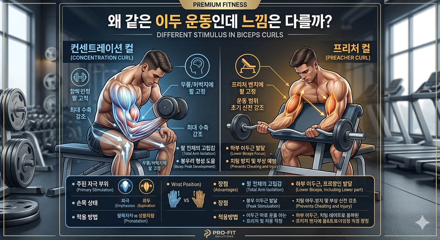 왜 같은 이두 운동인데 느낌은 다를까