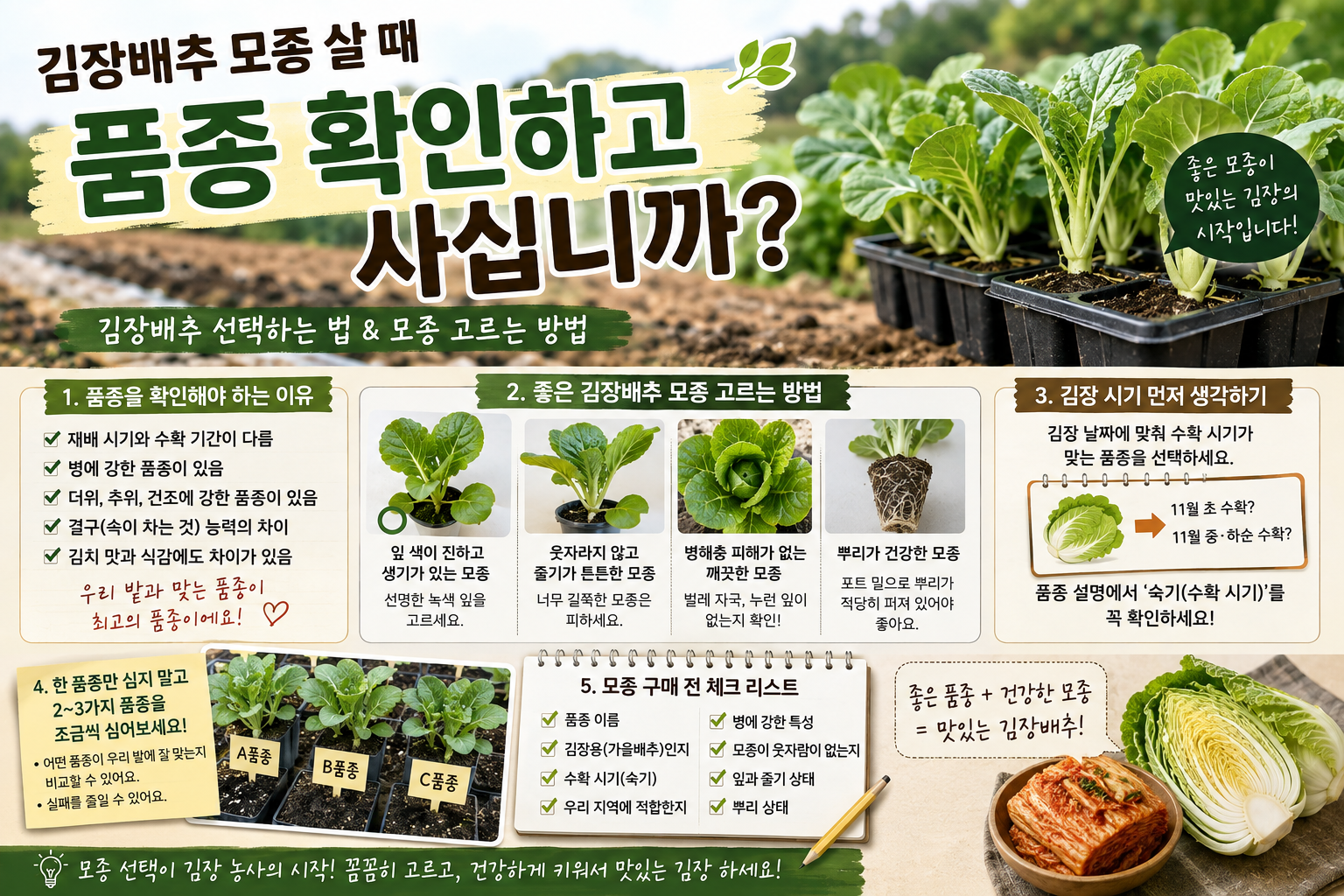 김장배추 품종 (품종선택, 모종고르기, 뿌리혹병)