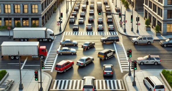 택시운전 자격시험 기출문제 중 교차로 문제 예시입니다.