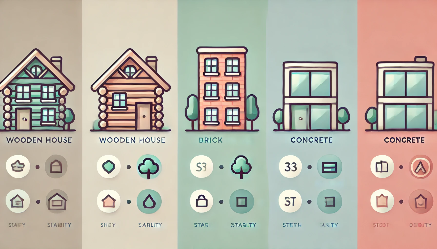 목조주택 vs 벽돌집 vs 콘크리트 집_사진