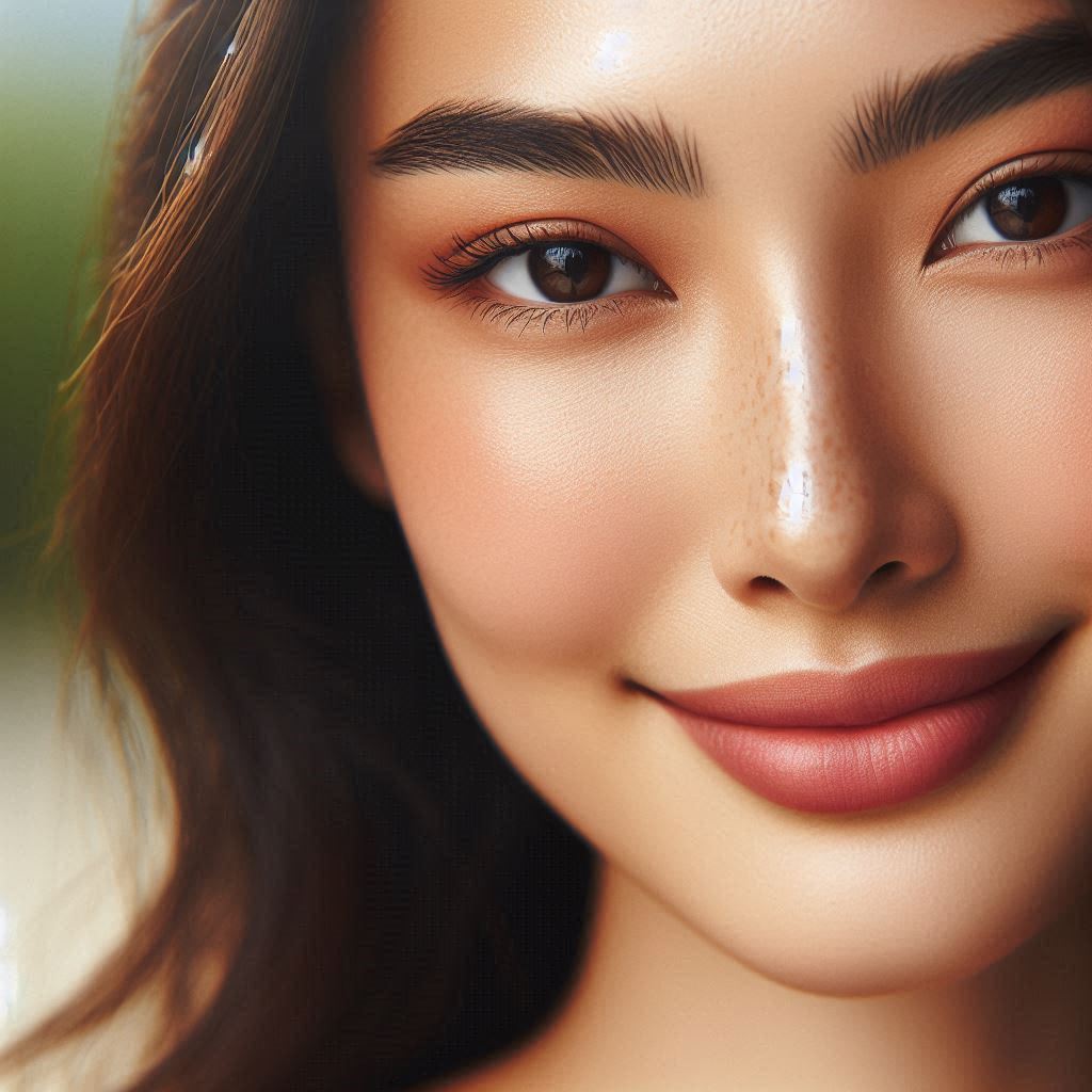 팔자주름 없는 여성 얼굴