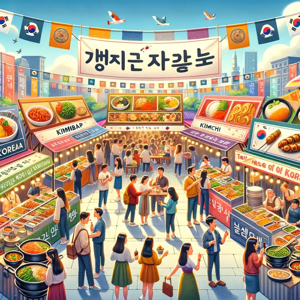 다양한 배경의 사람들이 한식을 즐기는 매력적인 축제의 현장