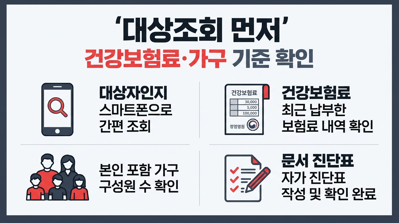 기름지원금 대상조회 건강보험료 가구 기준 인포그래픽