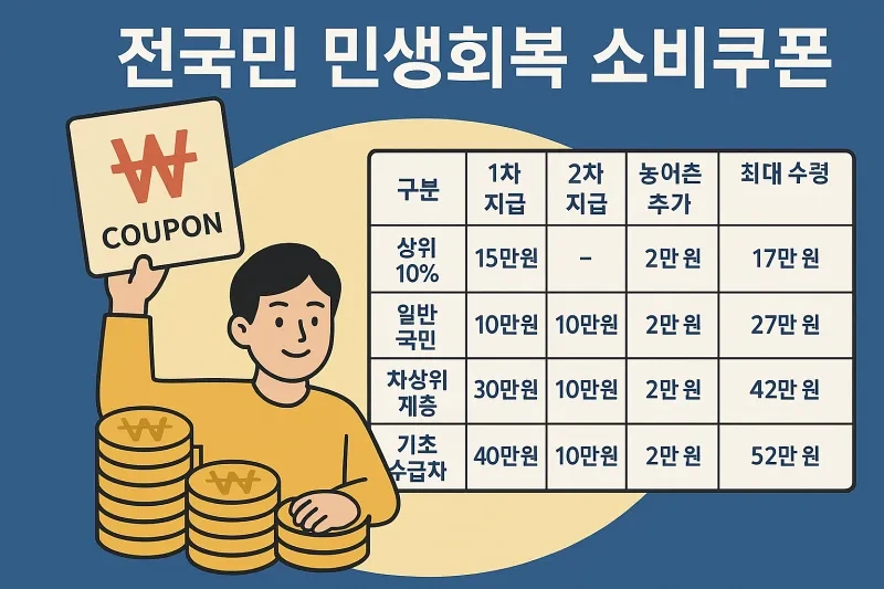 💸 2차 민생회복 소비쿠폰 지급 기준 총정리 (소득·재산 기준 완벽 분석)
