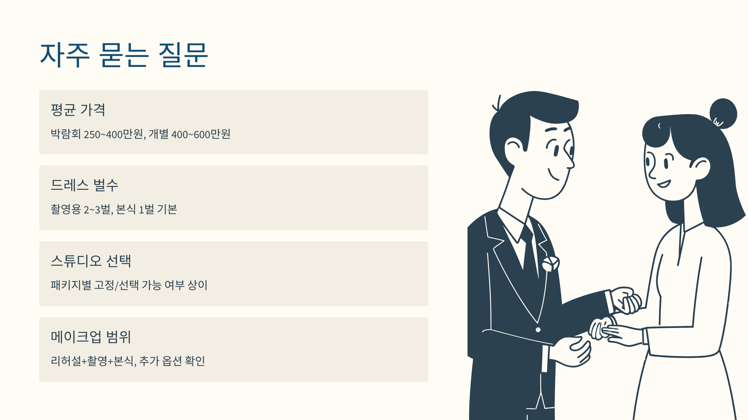 스드메 관련 자주 묻는 질문 요약 이미지