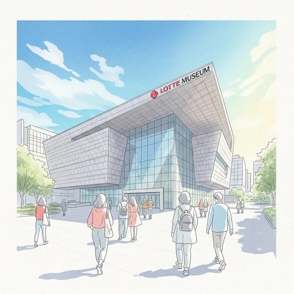 화창한 날 롯데뮤지엄 건물 풍경.