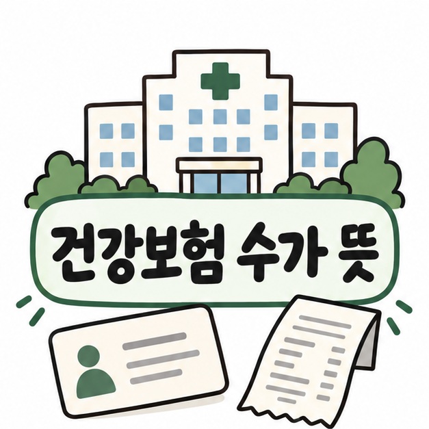 병원 건물과 건강보험 카드, 진료비 계산서 아이콘 옆에 건강보험 수가 뜻이라는 제목이 크게 적힌 대표 썸네일