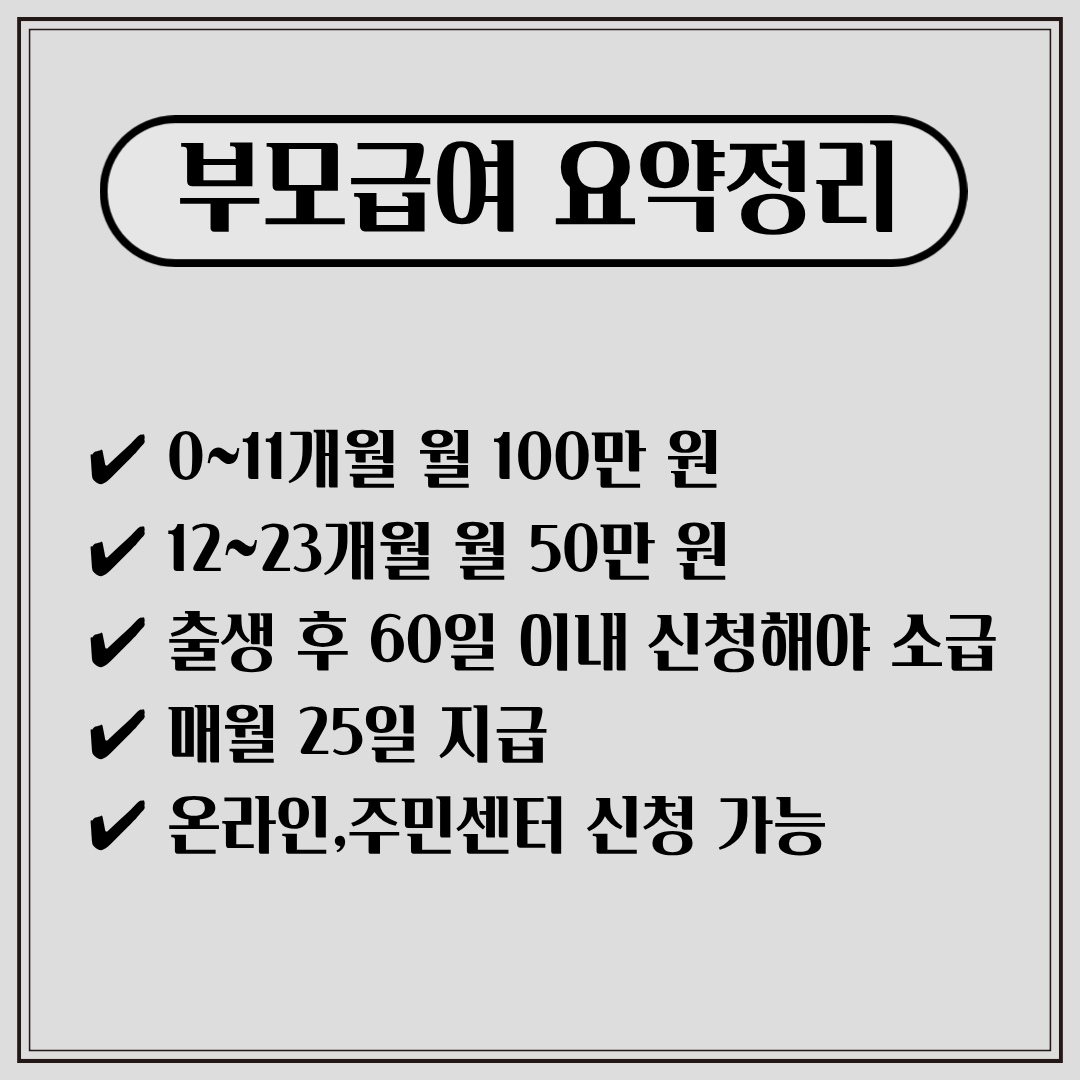 부모급여 신청 정리요약카드