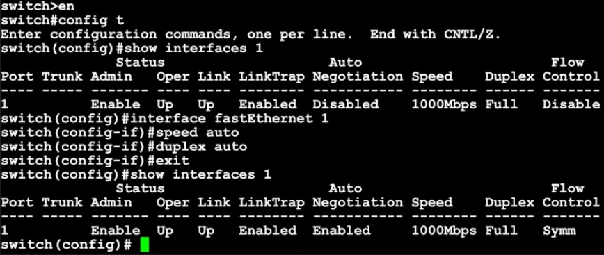 Cisco 스위치 포트 속도 및 Duplex 수동 설정 방법