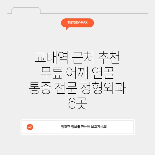 교대역 근처 추천 무릎 어깨 연골 통증 전문 정형외과 6곳