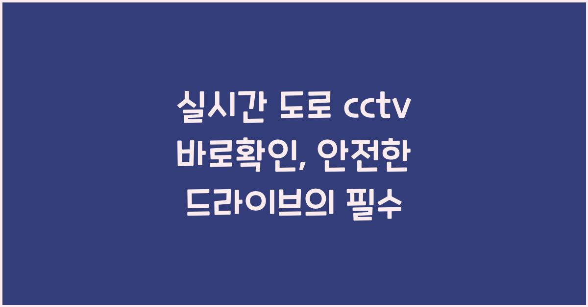 실시간 도로 cctv 바로확인