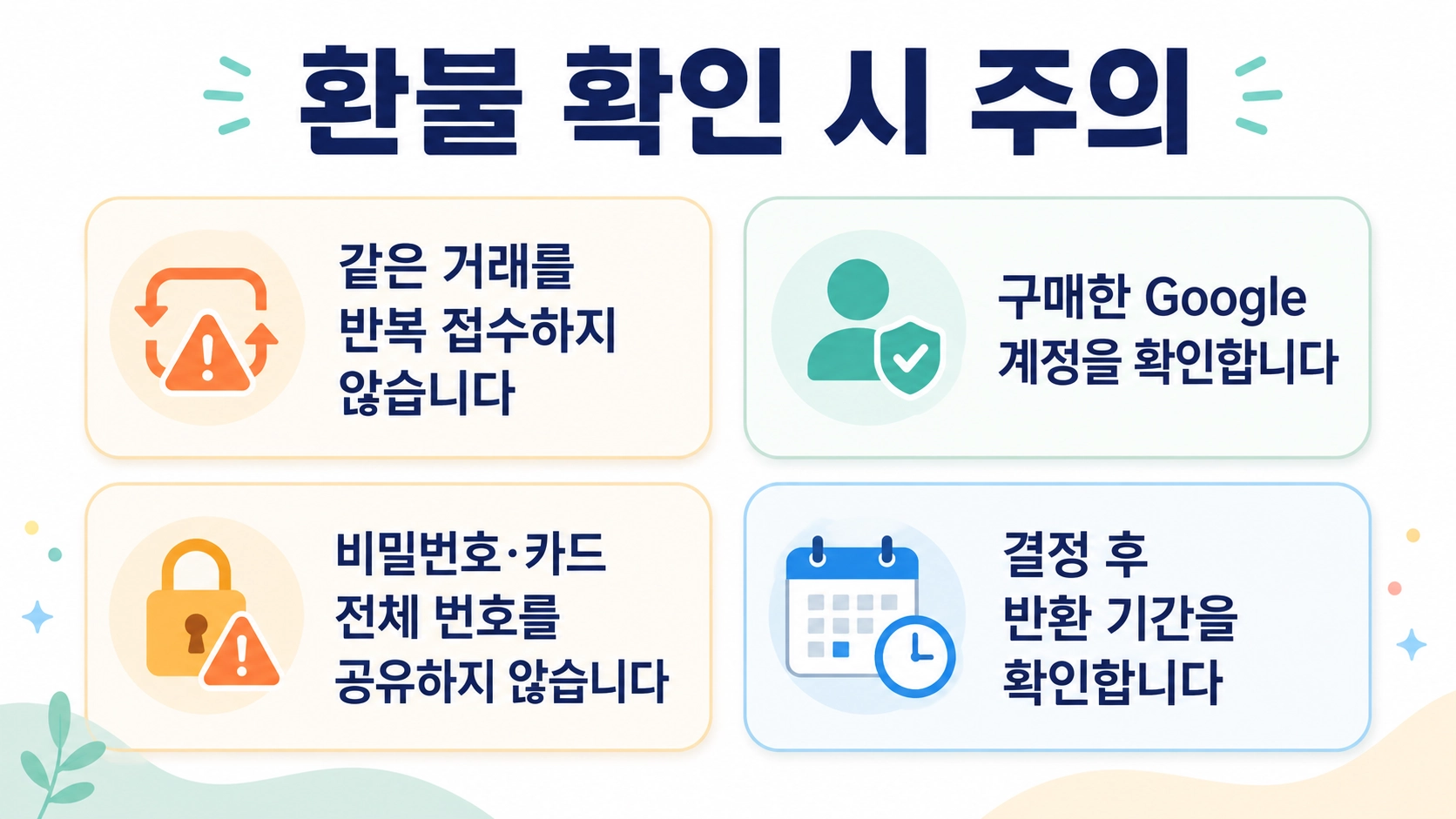 구글플레이 환불을 반복 신청하지 않고 구매 계정과 개인정보, 반환 기간을 확인하는 주의사항
