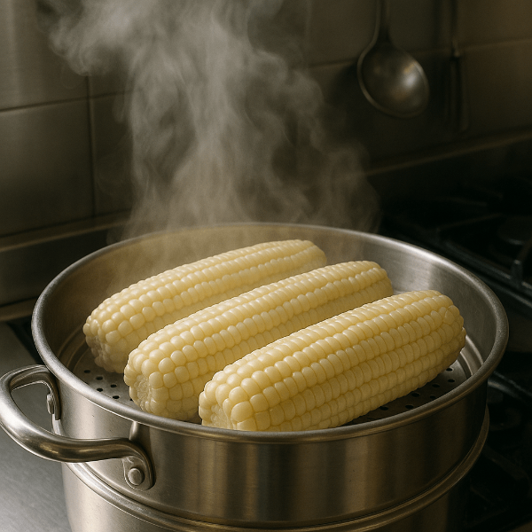 찜기위에 찐 초당옥수수