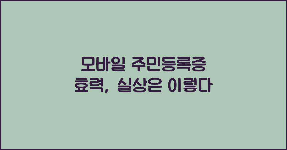 모바일 주민등록증 효력